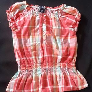 Chaps RL Toddler Coral Plaid Top 4T